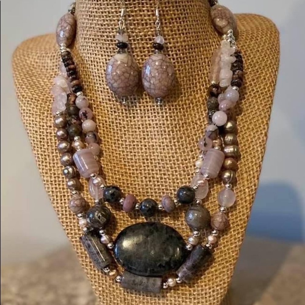 Handmade one-of-a-kind necklace and earrings